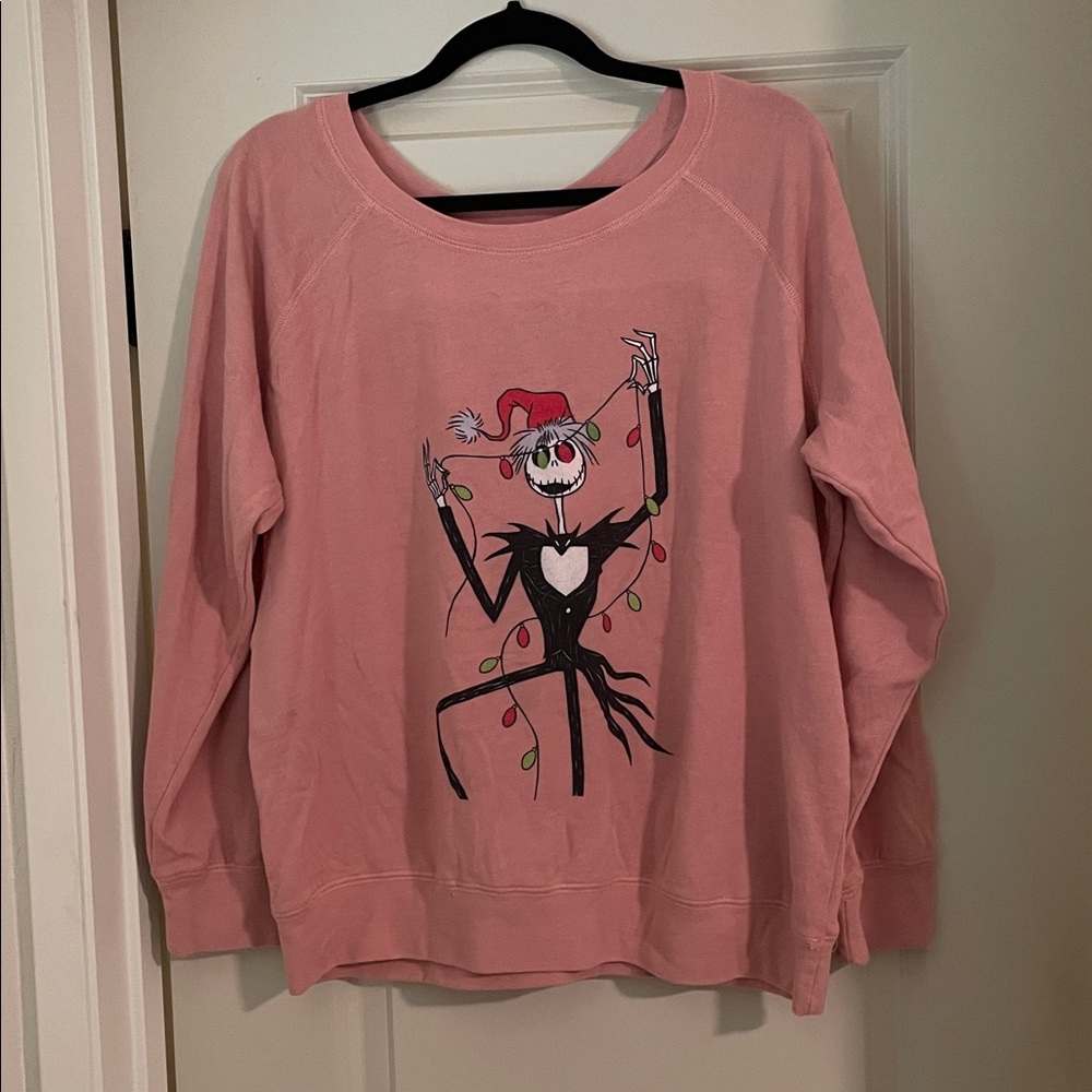 Jack Skellington Christmas lights Pink Sweatshirt  Graphic